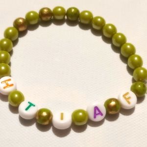 NWT Handcrafted Green Marbled Beaded Inspirational Bracelets.